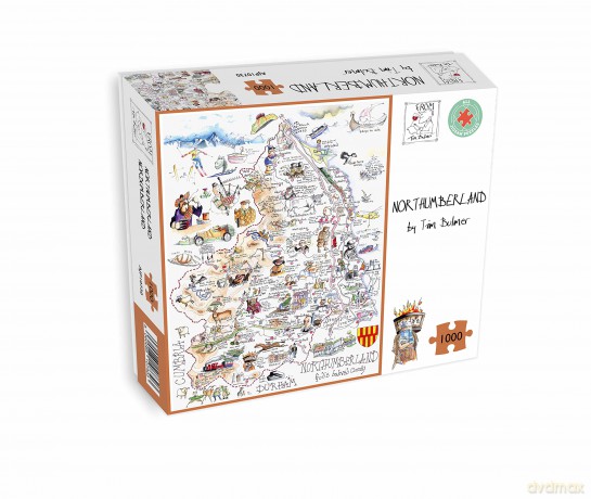 Comical Map Of Northumberland, Artwork By Tim Bulmer - 1000 Piece Puzzle For Adults, Large Puzzle 66cm X 50cm In Size. Challenging To Complete But Fun And Humorous. Makes A Great Gift For Birthdays [PUZZLE]