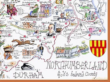 Comical Map Of Northumberland, Artwork By Tim Bulmer - 1000 Piece Puzzle For Adults, Large Puzzle 66cm X 50cm In Size. Challenging To Complete But Fun And Humorous. Makes A Great Gift For Birthdays [PUZZLE]