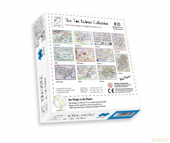 Comical Map Of Yorkshire, Artwork By Tim Bulmer - 1000 Piece Puzzle For Adults, Large Puzzle 66cm X 50cm In Size. Challenging To Complete But Fun And Humorous. Makes A Great Gift For Birthdays [PUZZLE]