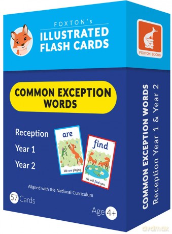 Common Exception Words Flash Cards: Reception, Year 1 and Year 2 Words - Perfect for Home Learning - with 109 Colourful Illustrations - Foxton Books [KSIĄŻKA]