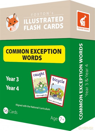 Common Exception Words Flash Cards: Year 3 and Year 4 Words - Perfect for Home Learning - with 106 Colourful Illustrations - Foxton Books [KSIĄŻKA]