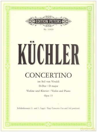Concertino in the Style of Vivaldi Op. 15 for Violin and Piano: Easy Concerto, 1st and 3rd Position (Edition Peters) - Ferdinand Küchler [KSIĄŻKA]