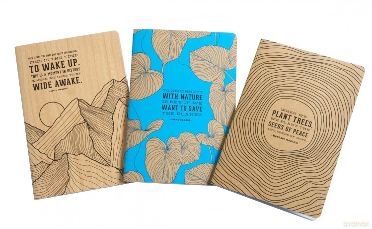 Conservation Series: Sewn Notebooks (Set of 2) (Kraft Paper and Wood): Large (Notebook With Quotes, Hiking Journal, Camping Journal: 0 - Insight Editions [KSIĄŻKA]