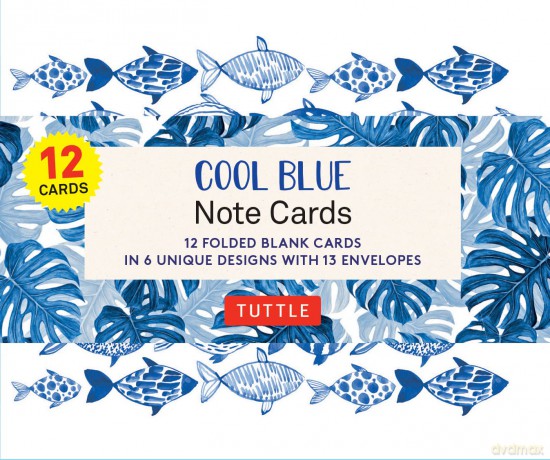 Cool Blue Note Cards - 12 Cards: In 6 Designs With 13 Envelopes (Card Sized 4 1/2 X 3 3/4 inch) - Tuttle Studio [KSIĄŻKA]