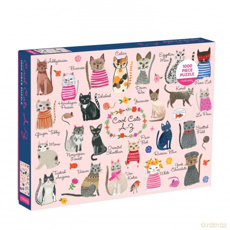 Cool Cats A-Z 1000 Piece Puzzle - Galison Mudpuppy [KSIĄŻKA]