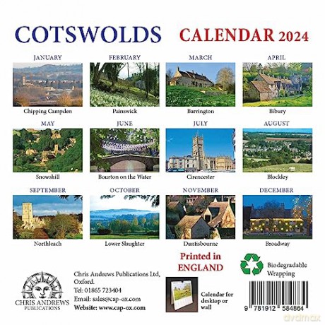 Cotswolds Small Square Calendar - 2024 - Chris Andrews [KALENDARZ]