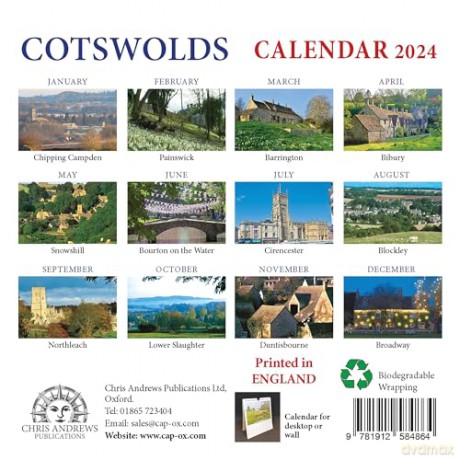 Cotswolds Small Square Calendar - 2024 - Chris Andrews [KALENDARZ]
