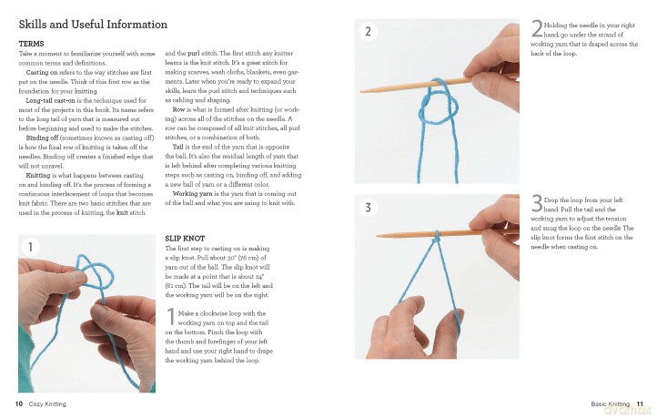 Cozy Knitting: Master basic skills and techniques easily through step-by-step instruction - Kit includes: 164 Yards (150m) of Multicolored Yarn, Two Knitting Needles US 11(8mm), 48-page Project Book - Carri Hammett [KSIĄŻKA]