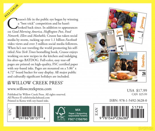 Crusoe the Celebrity Dachshund 2024 6.2 X 5.4 Box Calendar - Ryan Beauchesne [KALENDARZ]