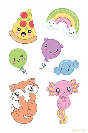 Cute Kawaii Tattoos: 14 Temporary Tattoos (Little Activity Books) - Mary Eakin [KOMIKS]