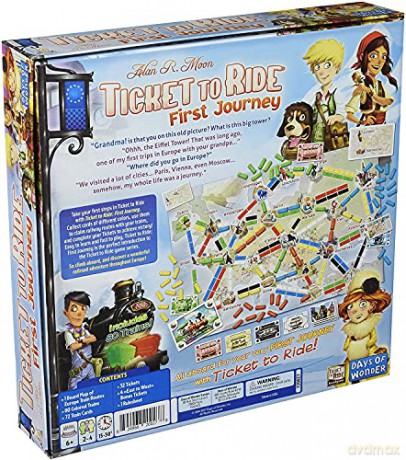 Days of Wonder | Ticket to Ride First Journey Europe Board Game | Ages 6+ | For 2 to 4 players | Average Playtime 15-30 Minutes [KSIĄŻKA]