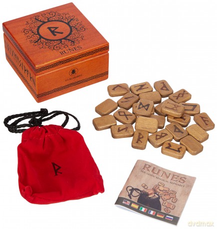 Deluxe Wooden Runes: 25 wooden runes in wooden box - Lo Scarabeo [KSIĄŻKA]