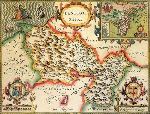 Denbighshire Historical Map 1000 Piece Jigsaw Puzzle (1610). Free print! [GRA]