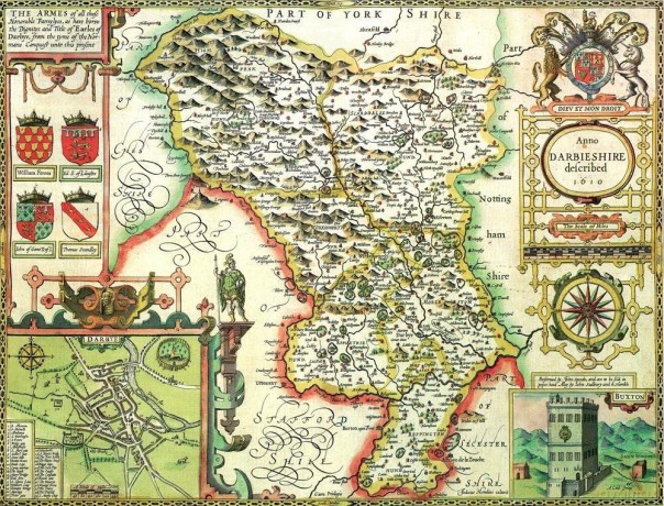 Derbyshire Historical Map 1000 Piece Jigsaw Puzzle (1610) [PUZZLE]