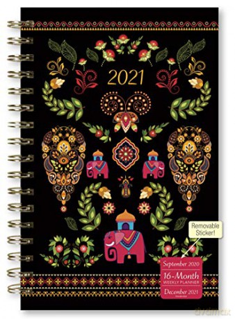 Designer Elephant 16-Month Weekly Planner September 2020 Planner Calendar [KSIĄŻKA]