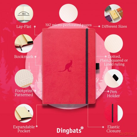 Dingbats - Wildlife Dotted Journal A5 - Vegan Leather Hardcover, Ideal for Work, Travel - Pocket, Elastic Closure, Bookmark - Dingbats* Notebooks [KSIĄŻKA]