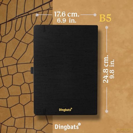 Dingbats* - Pro B5 Lined Large Notebook - PU Leather Hardcover Journal for Work, Travel, Writing - Pocket, Elastic Closure, Pen Holder, Bookmark - Dingbats* Notebooks [KSIĄŻKA]