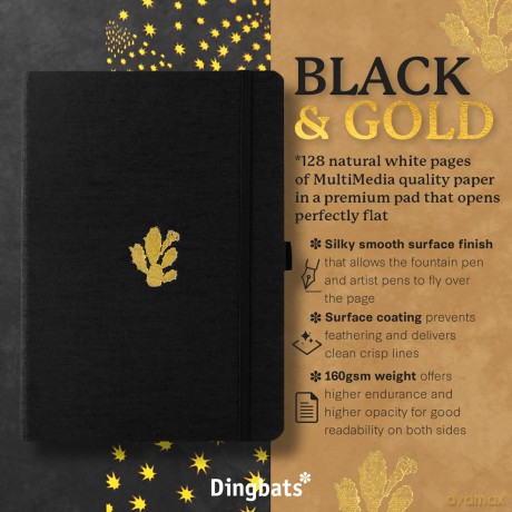 Dingbats* - Pro B5 Lined Large Notebook - PU Leather Hardcover Journal for Work, Travel, Writing - Pocket, Elastic Closure, Pen Holder, Bookmark - Dingbats* Notebooks [KSIĄŻKA]