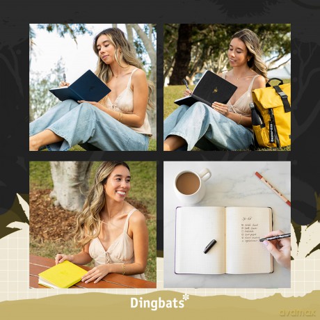 Dingbats* - Pro B5 Lined Large Notebook - PU Leather Hardcover Journal for Work, Travel, Writing - Pocket, Elastic Closure, Pen Holder, Bookmark - Dingbats* Notebooks [KSIĄŻKA]
