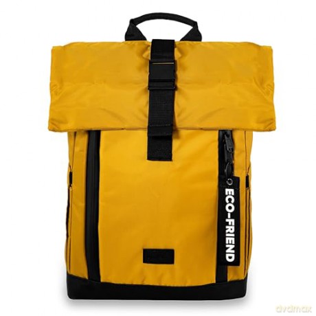 Dingbats* - Roll Top Backpack for Men and Women. Fits 15 Laptops. Waterproof Design for Travel, Walking and Work Commutes. Rucksack Made from Recycled PET Bottles (Small 25L Rucksack - Yellow) [KSIĄŻKA]