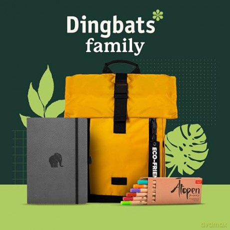 Dingbats* - Roll Top Backpack for Men and Women. Fits 15 Laptops. Waterproof Design for Travel, Walking and Work Commutes. Rucksack Made from Recycled PET Bottles (Small 25L Rucksack - Yellow) [KSIĄŻKA]
