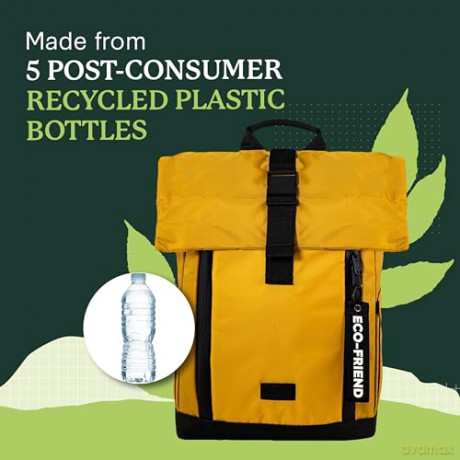 Dingbats* - Roll Top Backpack for Men and Women. Fits 15 Laptops. Waterproof Design for Travel, Walking and Work Commutes. Rucksack Made from Recycled PET Bottles (Small 25L Rucksack - Yellow) [KSIĄŻKA]