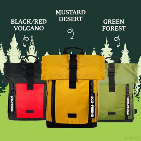 Dingbats* - Roll Top Backpack for Men and Women. Fits 15 Laptops. Waterproof Design for Travel, Walking and Work Commutes. Rucksack Made from Recycled PET Bottles (Small 25L Rucksack - Yellow) [KSIĄŻKA]