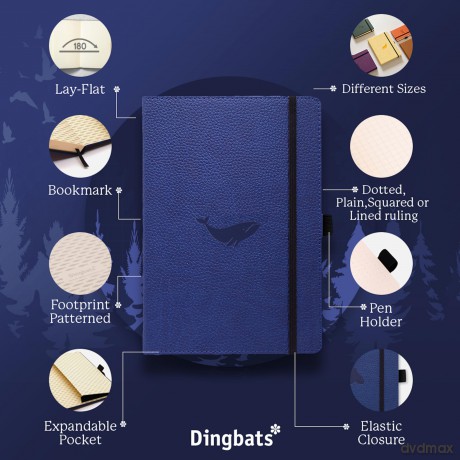 Dingbats* - Wildlife Lined Extra Large A4 Notebook - PU Leather Hardcover Journal for Work, Writing - Pocket, Elastic Closure, Pen Holder, Bookmark - Dingbats* Notebooks [KALENDARZ]