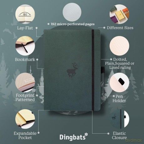 Dingbats* - Wildlife Squared Extra Large A4 Notebook - PU Leather Hardcover Journal for Work, Writing - Pocket, Elastic Closure, Pen Holder, Bookmark - Dingbats* Notebooks [KSIĄŻKA]