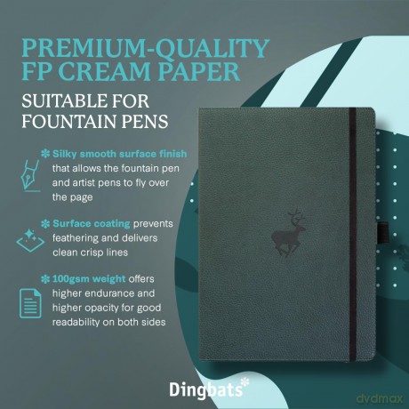 Dingbats* - Wildlife Squared Extra Large A4 Notebook - PU Leather Hardcover Journal for Work, Writing - Pocket, Elastic Closure, Pen Holder, Bookmark - Dingbats* Notebooks [KSIĄŻKA]