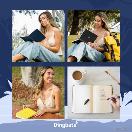 Dingbats* Earth Dotted Journal A5 - Vegan Leather, Hardcover, Ideal for Work, Travel - Pocket, Elastic Closure, Bookmark - Dingbats [KSIĄŻKA]