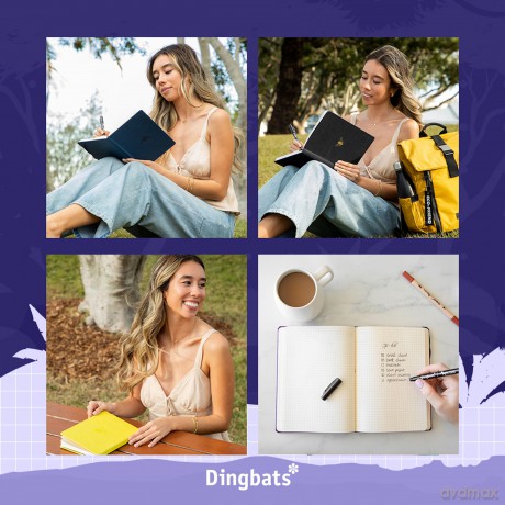 Dingbats* Earth Dotted Journal A5 - Vegan Leather, Hardcover, Ideal for Work, Travel - Pocket, Elastic Closure, Bookmark - Dingbats* Notebooks [KSIĄŻKA]