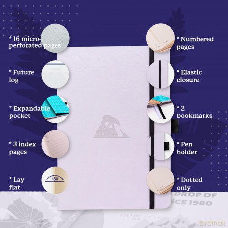 Dingbats* Earth Dotted Journal A5 - Vegan Leather, Hardcover, Ideal for Work, Travel - Pocket, Elastic Closure, Bookmark - Dingbats* Notebooks [KSIĄŻKA]