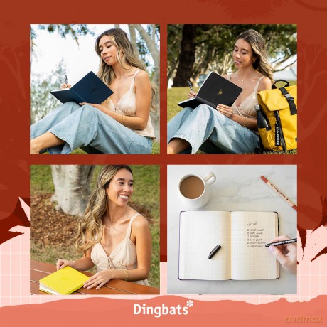 Dingbats* Earth Dotted Journal A5 - Vegan Leather, Hardcover, Ideal for Work, Travel - Pocket, Elastic Closure, Bookmark - Dingbats* Notebooks [KSIĄŻKA]