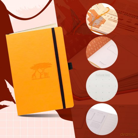 Dingbats* Earth Dotted Journal A5 - Vegan Leather, Hardcover, Ideal for Work, Travel - Pocket, Elastic Closure, Bookmark - Dingbats* Notebooks [KSIĄŻKA]