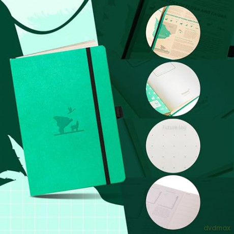 Dingbats* Earth Dotted Journal A5 - Vegan Leather, Hardcover, Ideal for Work, Travel - Pocket, Elastic Closure, Bookmark - Dingbats* Notebooks [KSIĄŻKA]