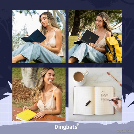 Dingbats* Wildlife Dotted Journal A5 - Vegan Leather Hardcover, Ideal for Work, Travel - Pocket, Elastic Closure, Bookmark - Dingbats* Notebooks [KSIĄŻKA]