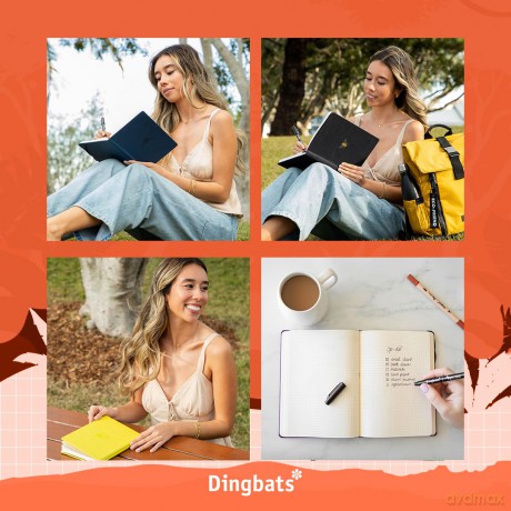 Dingbats* Wildlife Dotted Journal A5 - Vegan Leather Hardcover, Ideal for Work, Travel - Pocket, Elastic Closure, Bookmark - Dingbats* Notebooks [KSIĄŻKA]