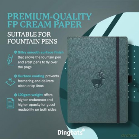 Dingbats* Wildlife Dotted Journal A5 - Vegan Leather Hardcover, Ideal for Work, Travel - Pocket, Elastic Closure, Bookmark - Dingbats* Notebooks [KSIĄŻKA]