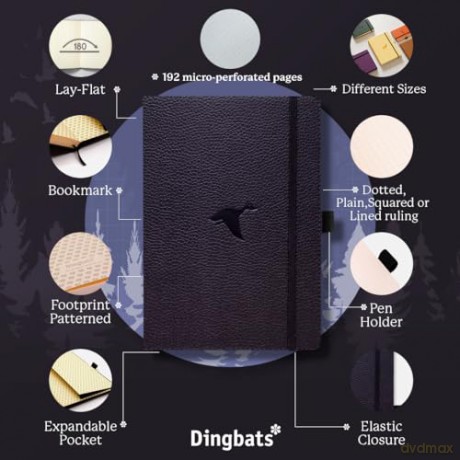 Dingbats* Wildlife Dotted Journal A5 - Vegan Leather Hardcover, Ideal for Work, Travel - Pocket, Elastic Closure, Bookmark - Dingbats* Notebooks [KSIĄŻKA]