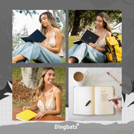 Dingbats* Wildlife Dotted Journal A5 - Vegan Leather Hardcover, Ideal for Work, Travel - Pocket, Elastic Closure, Bookmark - Dingbats* Notebooks [KSIĄŻKA]