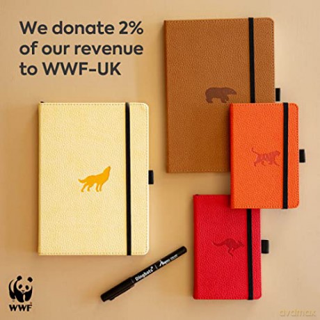 Dingbats* Wildlife Dotted Journal A5 - Vegan Leather Hardcover, Ideal for Work, Travel - Pocket, Elastic Closure, Bookmark [KSIĄŻKA]
