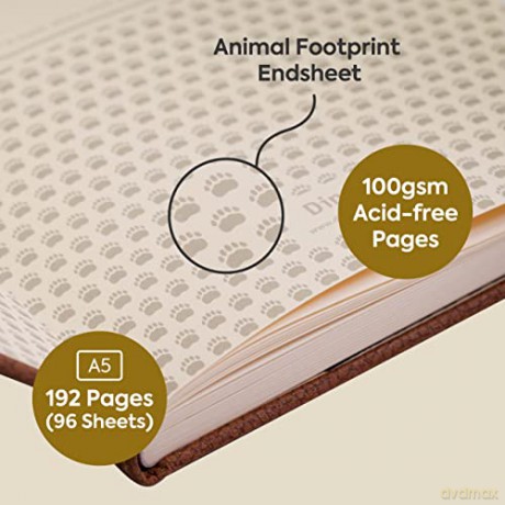 Dingbats* Wildlife Dotted Journal A5 - Vegan Leather Hardcover, Ideal for Work, Travel - Pocket, Elastic Closure, Bookmark [KSIĄŻKA]