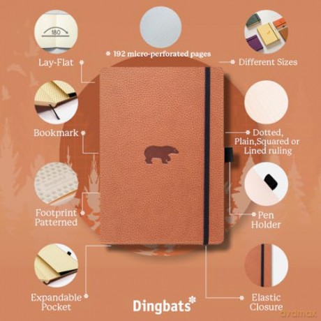 Dingbats* Wildlife Lined Journal A5 - Vegan Leather Hardcover, Ideal for Work, Travel - Pocket, Elastic Closure, Bookmark [KSIĄŻKA]