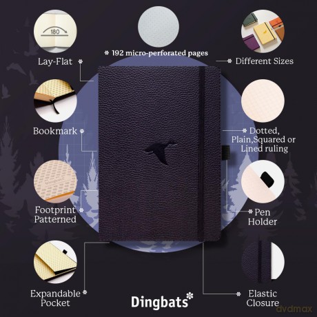 Dingbats* Wildlife Plain Journal A5 - Vegan Leather Hardcover, Ideal for Work, Travel - Pocket, Elastic Closure, Bookmark - Dingbats* Notebooks [KSIĄŻKA]