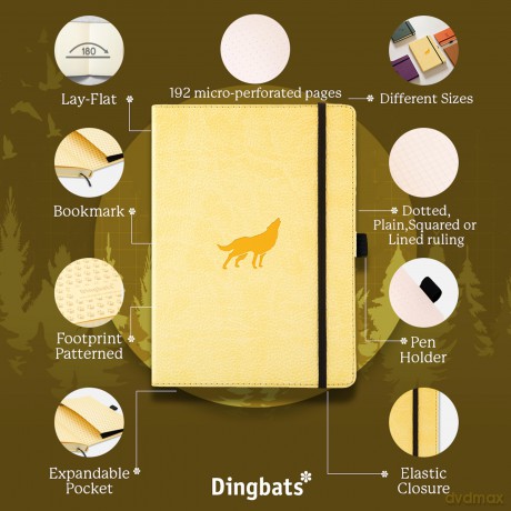 Dingbats* Wildlife Plain Journal A5 - Vegan Leather Hardcover, Ideal for Work, Travel - Pocket, Elastic Closure, Bookmark - Dingbats* Notebooks [KSIĄŻKA]