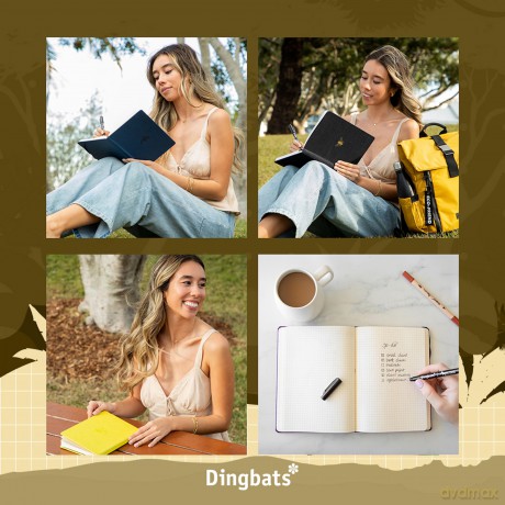 Dingbats* Wildlife Plain Journal A5 - Vegan Leather Hardcover, Ideal for Work, Travel - Pocket, Elastic Closure, Bookmark - Dingbats* Notebooks [KSIĄŻKA]
