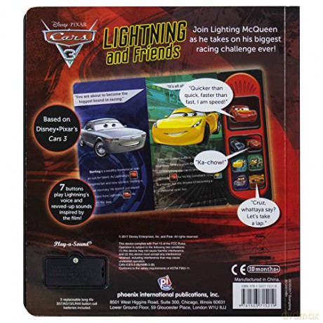 Disney Pixar Cars 3 - Lightning McQueen and Friends Little Sound Book - Play-a-Sound - PI Kids (Play-A-Song) [KSIĄŻKA]