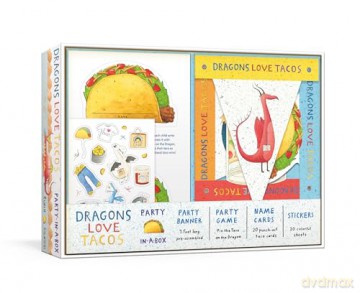 Dragons Love Tacos Party-in-a-Box: Includes Fold-Out Game, Banner, and 20 Sticker Sheets - Adam Rubin [KSIĄŻKA]
