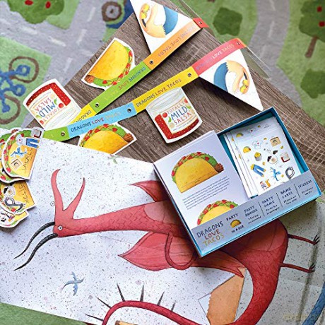 Dragons Love Tacos Party-in-a-Box: Includes Fold-Out Game, Banner, and 20 Sticker Sheets - Adam Rubin [KSIĄŻKA]